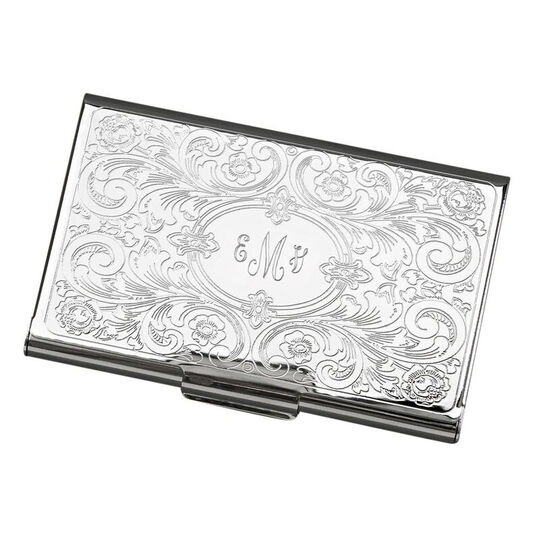 Personalized Embossed Scroll Business Card Case